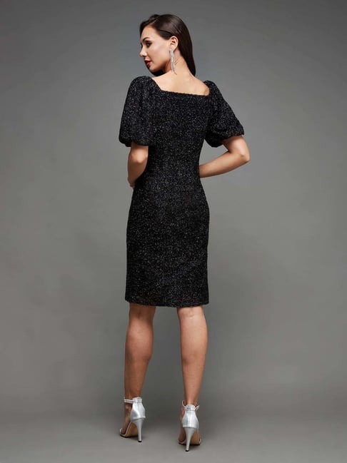 Buy Miss Chase Wine V Neck Full Sleeves Blazer Knee Length Dress