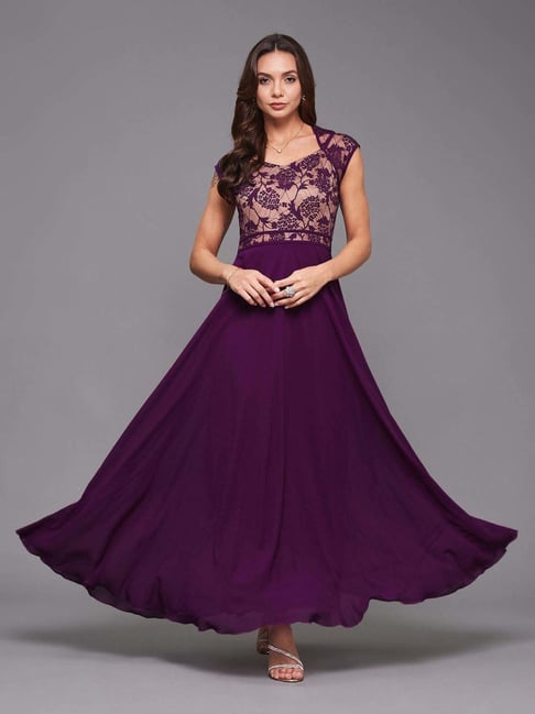 Buy Miss Chase Wine V Neck Full Sleeves Blazer Knee Length Dress