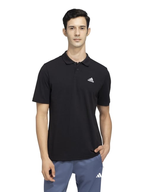 Adidas Black Cotton Regular Fit Sports Polo-picture-23