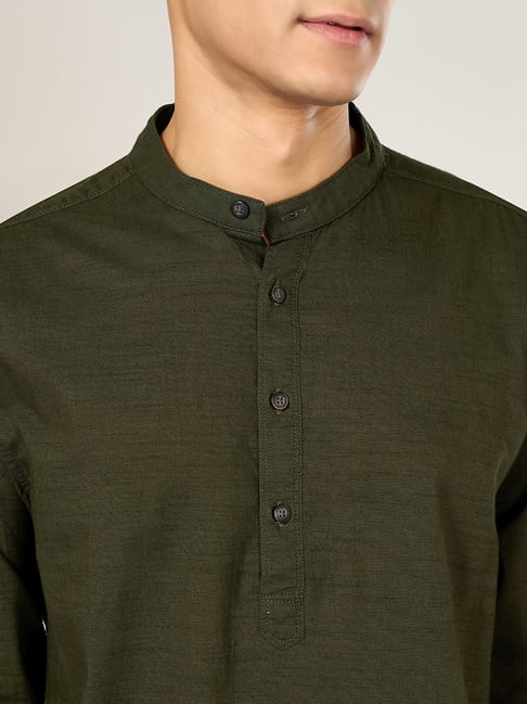 Urban Ranger By Pantaloons Olive Green Cotton Slim Fit Shirt