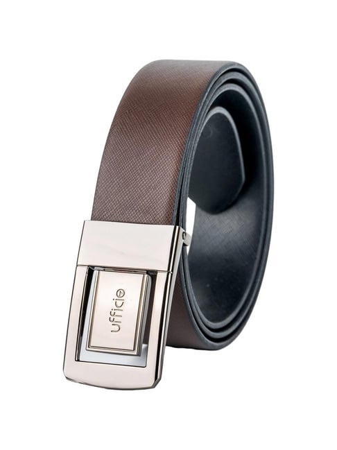 BULCHEE Brown & Black Leather Reversible Belt for Men