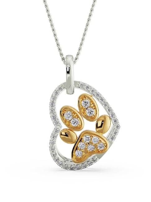 Emori 14k White Gold & Diamond Dog Paw Pendent Pendant-picture-33