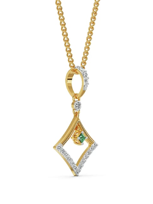 Emori 18k Yellow Gold & Diamond Elegant Emerald Pendant