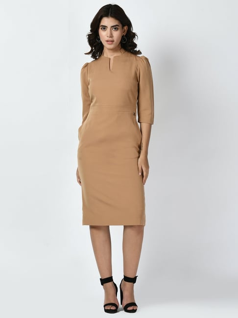 Exude Women Beige Regular Fit Formal Dress