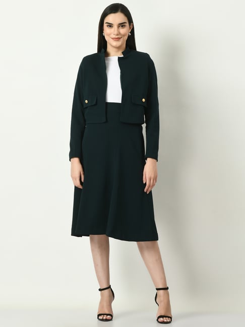 Exude Women Green Regular Fit Formal Suits-picture-31