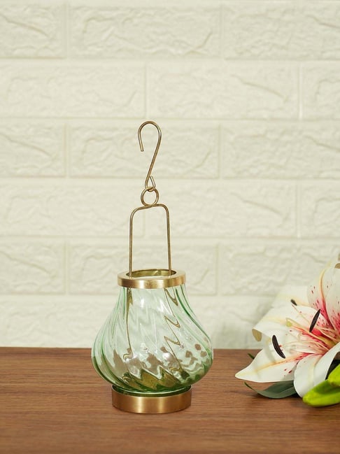 Living Scapes by Pantaloons Aqua & Gold Iron & Glass Votive