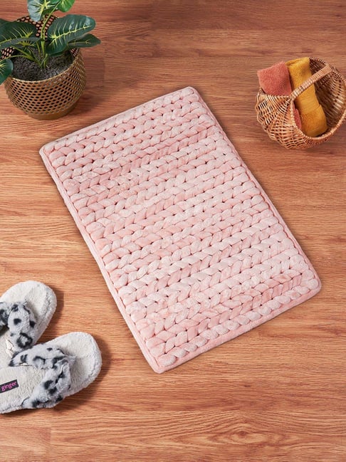 Living Scapes by Pantaloons Peach Cotton Polyester 2000 GSM Bath Mat
