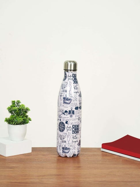 Living Scapes by Pantaloons White & Blue Steel Water Bottle (750ml)-picture-32