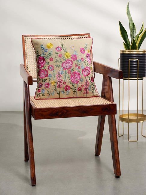 Living Scapes by Pantaloons Pink Cotton Cushion Cover