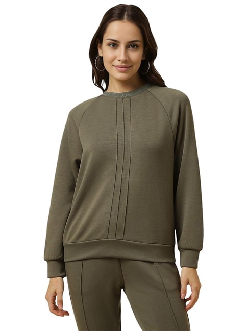 Allen Solly Green Solid Sweatshirt-picture-21