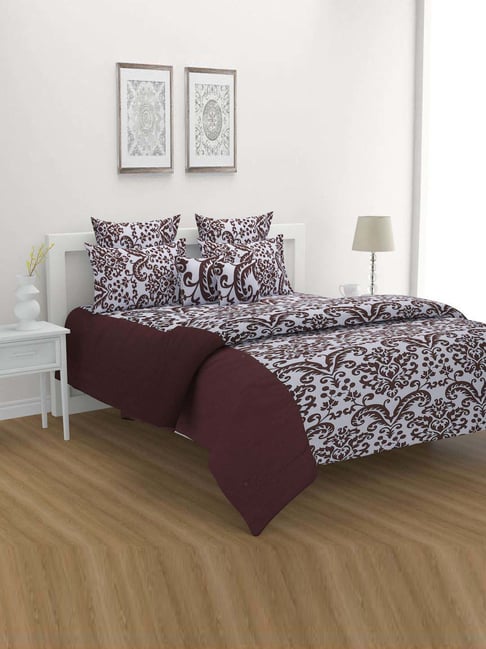 Swayam Shades of Paradise Chocolate Brown Pure Cotton 200 TC Double Ac Quilt
