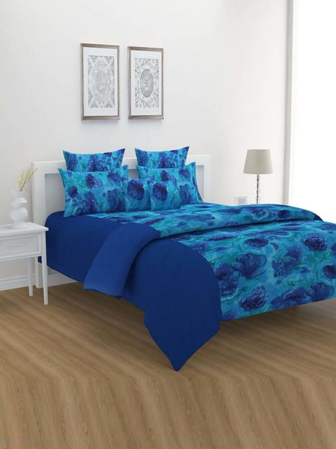 Swayam Shades of Paradise Blue Pure Cotton 200 TC Double Ac Quilt