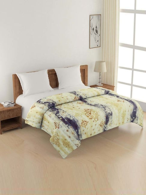 Swayam Veda Soft Pale Yellow Pure Cotton 160 TC Double Ac Quilt