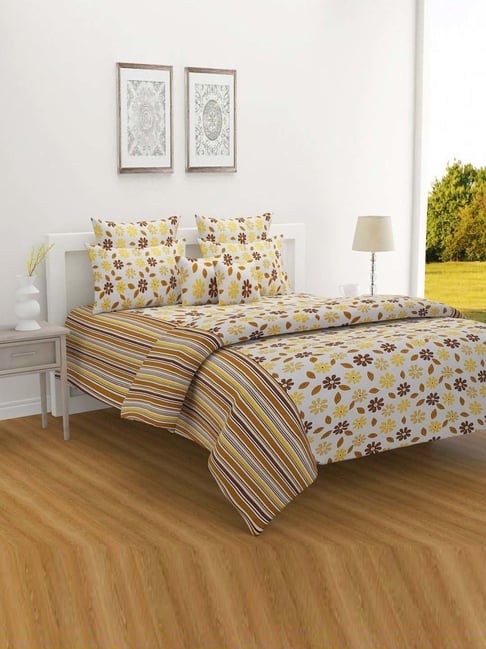Swayam Veda Brown & White Pure Cotton 160 TC Double Ac Quilt