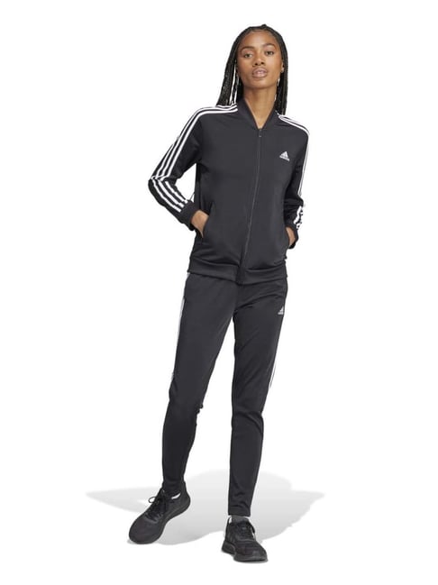 Adidas All Black Tracksuit Womens ADIDAS Black Plain Tracksuit Set