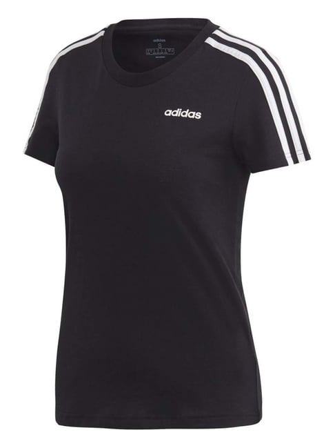 ADIDAS Black Cotton Plain Sports T-Shirt-image-38