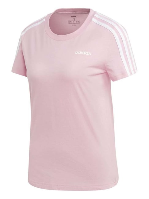 ADIDAS Pink Cotton Plain Sports T-Shirt