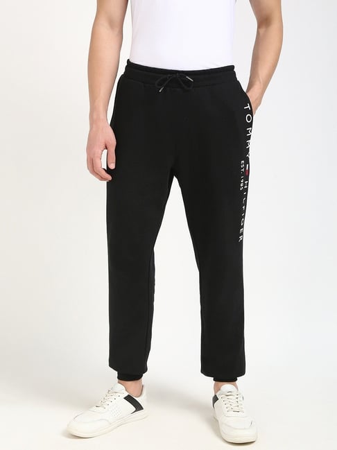 Tommy Hilfiger Black Cotton Regular Fit Logo Printed Joggers-picture-30
