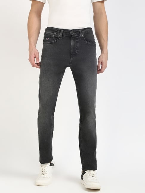 Tommy Hilfiger Denim Black Cotton Slim Fit Jeans