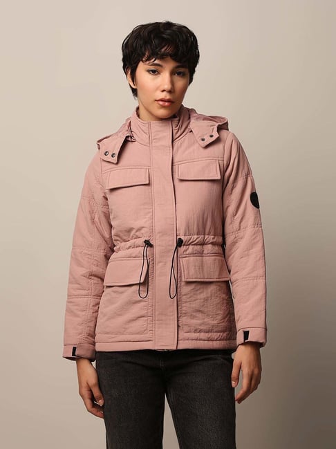 Only Pink Nylon Hooded Puffer Jacket