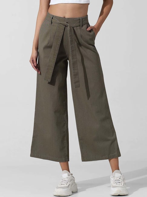 Only Dark Olive Wide Leg Pants-picture-34