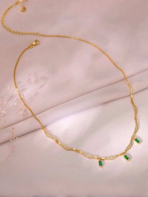 GIVA 925 Silver Golden Emerald Tranquility Necklace-picture-29