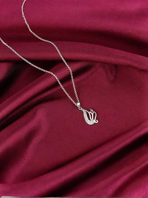 GIVA 925 Silver Zircon Winged Pendant with Link Chain-picture-13