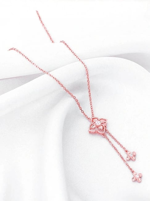 GIVA 925 Silver Rose Gold Artsy Floral Pendant with Chain-picture-33