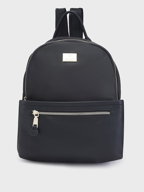 Caprese Black Faux Leather Small Backpack
