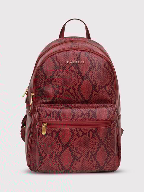 Caprese Maroon Faux Leather Medium Backpack