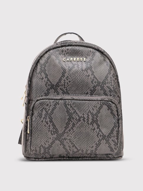 Caprese Grey Faux Leather Medium Backpack