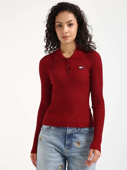 Red Hilfiger Slim Fit Pullover Tommy Hilfiger Regatta Red Slim Fit
