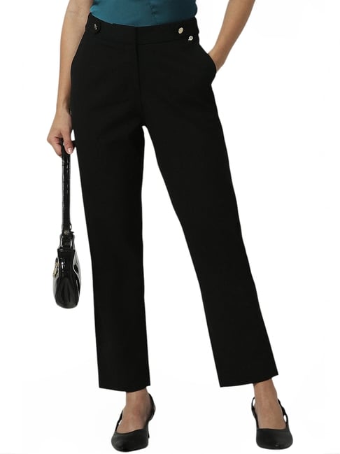 Van Heusen Black Solid Trousers-picture-39