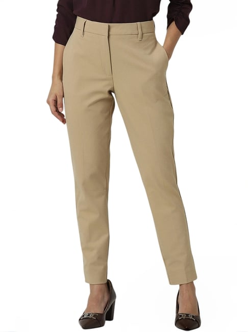 Van Heusen Beige Solid Trousers-picture-34