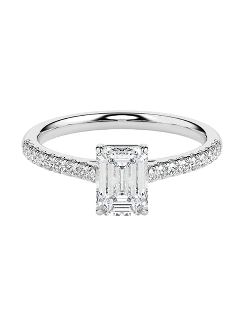 Emori 14k White Gold & Diamond Emerald Cut Solitaire Ring-picture-15
