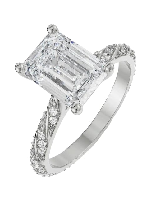 Emori 14k White Gold & Diamond Radiant Emerald Engagement Ring-picture-20