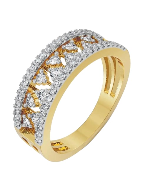 Emori 18k Yellow Gold & Diamond Clustered Broad Band Ring