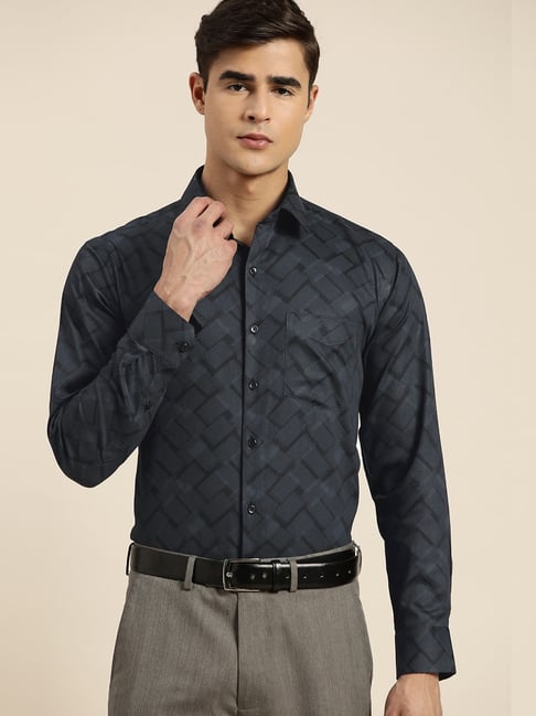 Hancock Black Cotton Slim Fit Printed Shirt-picture-21