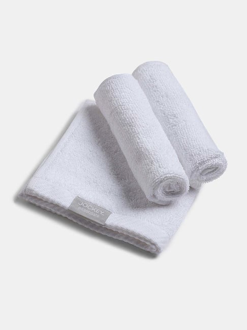 Jockey Essentials White Cotton Terry Ultrasoft Face Towel - Set of 3-picture-36