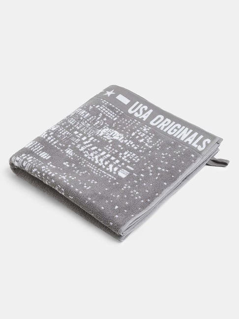 Jockey USA Originals Grey Cotton Rich Terry Ultrasoft Printed Bath Towel-picture-32