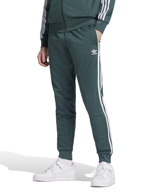 Adidas Originals Green Slim Fit Striped Sports Joggers-image-33