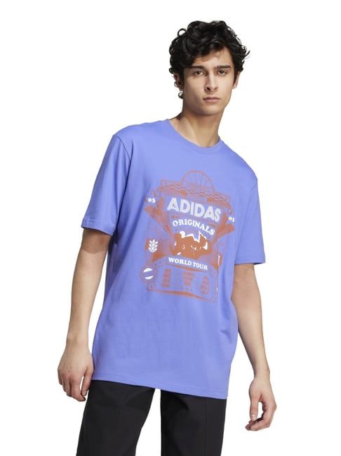 Adidas Originals Blue Regular Fit Printed Sports T-Shirt-picture-44