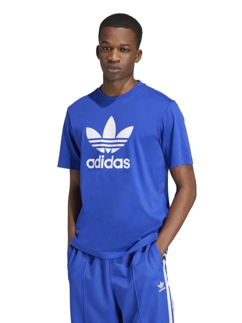 Adidas Originals Blue Regular Fit Logo Printed Sports T-Shirt-picture-40