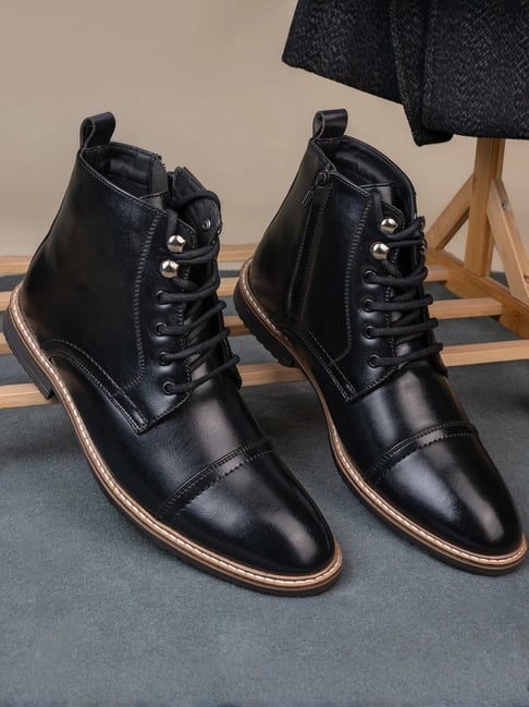 Styli Men's High Top Black Derby Boots