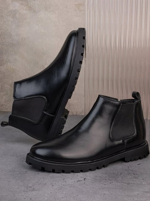 Styli Men's Mid Top Black Chelsea Boots