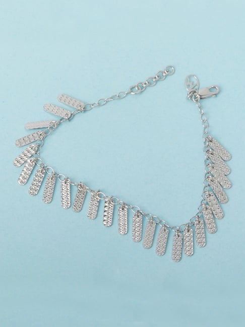 Mia by Tanishq Dazzling Fringe Silver Bracelet for Women