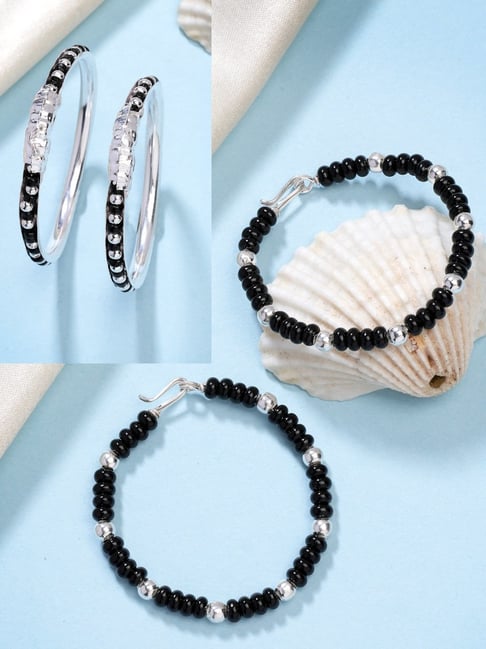 Buy NVR Rhodium-Plated Artificial Beads Nazariya Bracelet Pack of