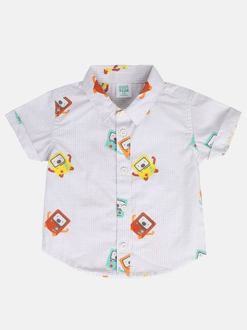 Miniklub Grey Woven Regular Printed Shirt-picture-31