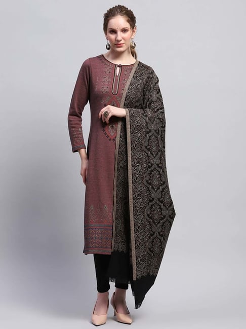 Monte Carlo Women's Black Winter Self Design Shawl-picture-14