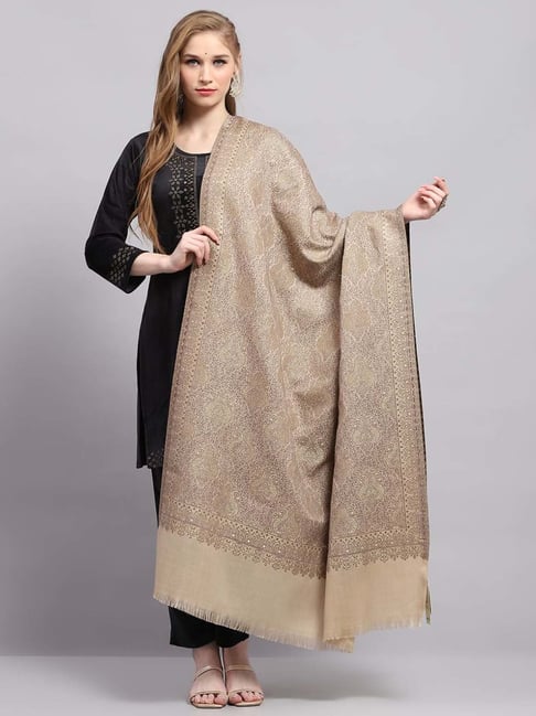 Monte Carlo Women's Beige Self design Shawl-picture-26
